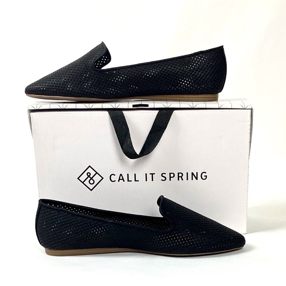 New Call It Spring By Aldo Marianah Black Laser Cut Vegan Leather Flat Loafer 11